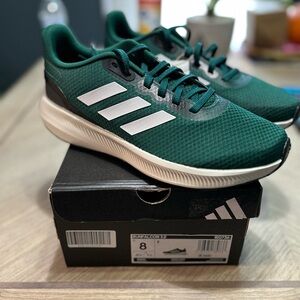 Adidas Forest Green and White Running Shoes
